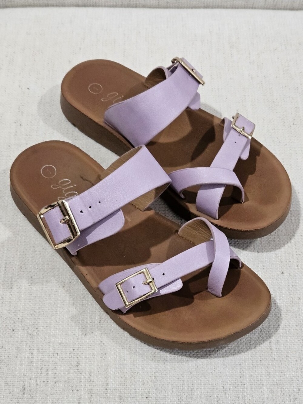 Lavender Strappy Buckle Sandals